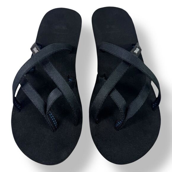 Teva 1000099 Mush Mandalyn Wedge Ola 2 Sandals Black Flip Flop Toe Post Women 10 - Picture 7 of 12